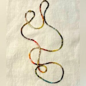 New Handmade 38” long luxe glass bead & gold necklace or bracelet. Happy colors!